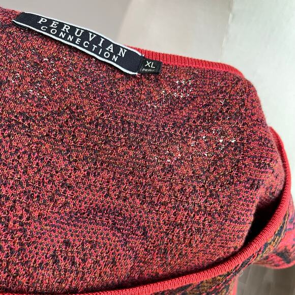 Peruvian Collection Pima Cotton Knit Maxi Dress Sleeveless Red Boho Sz XL - Picture 7 of 8